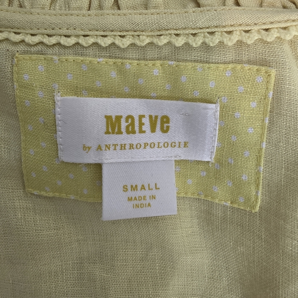 Anthropologie Maeve The Audie Linen Puff-Sleeve Blouse​​ Size Small - Picture 5 of 10